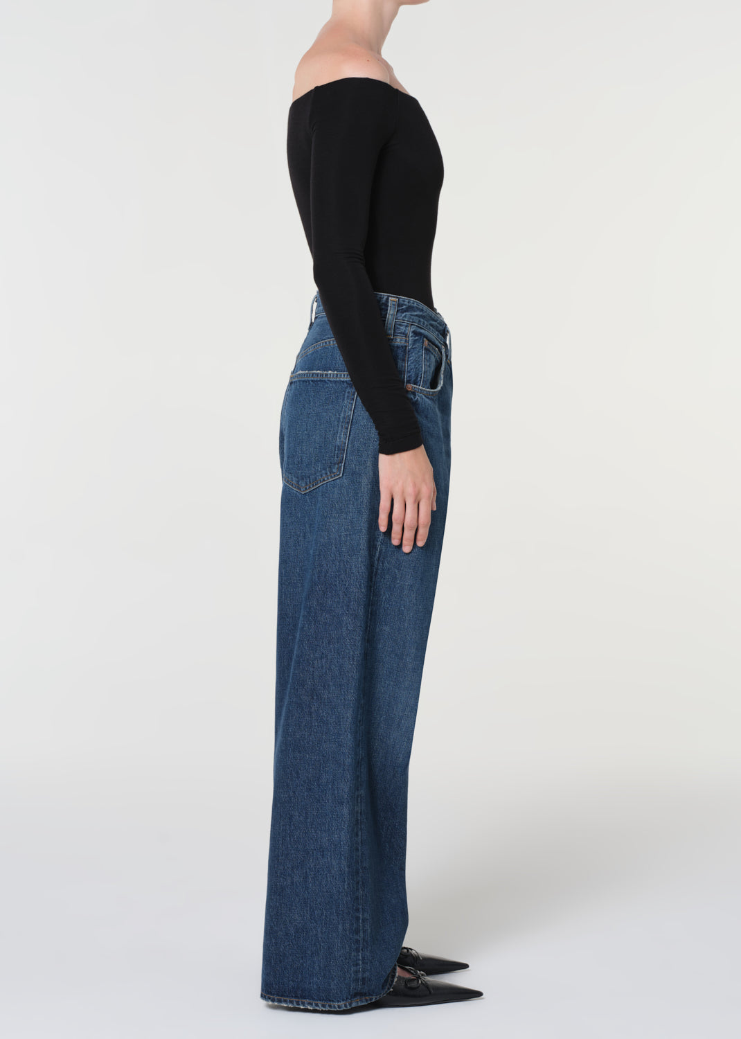 Agolde Vana Fold Jean Nexus dark blue fold-over waistband | Pipe and Row