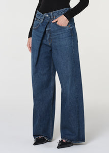 Agolde Vana Fold Jean Nexus dark blue fold-over waistband | Pipe and Row