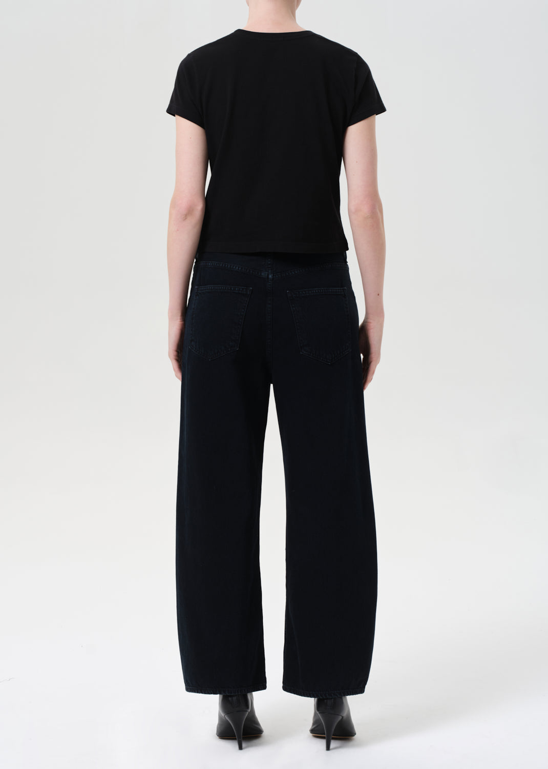 Agolde barrel Low Curve Jean Crop black denim crushed wash | Pipe and Row