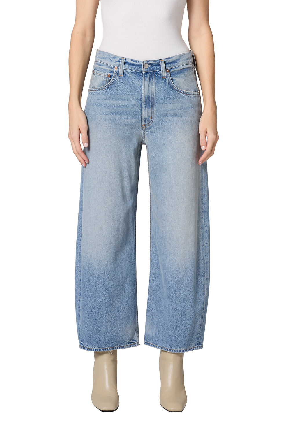 Agolde barrel Low Curve Jean Crop medium vintage blue reset | Pipe and Row