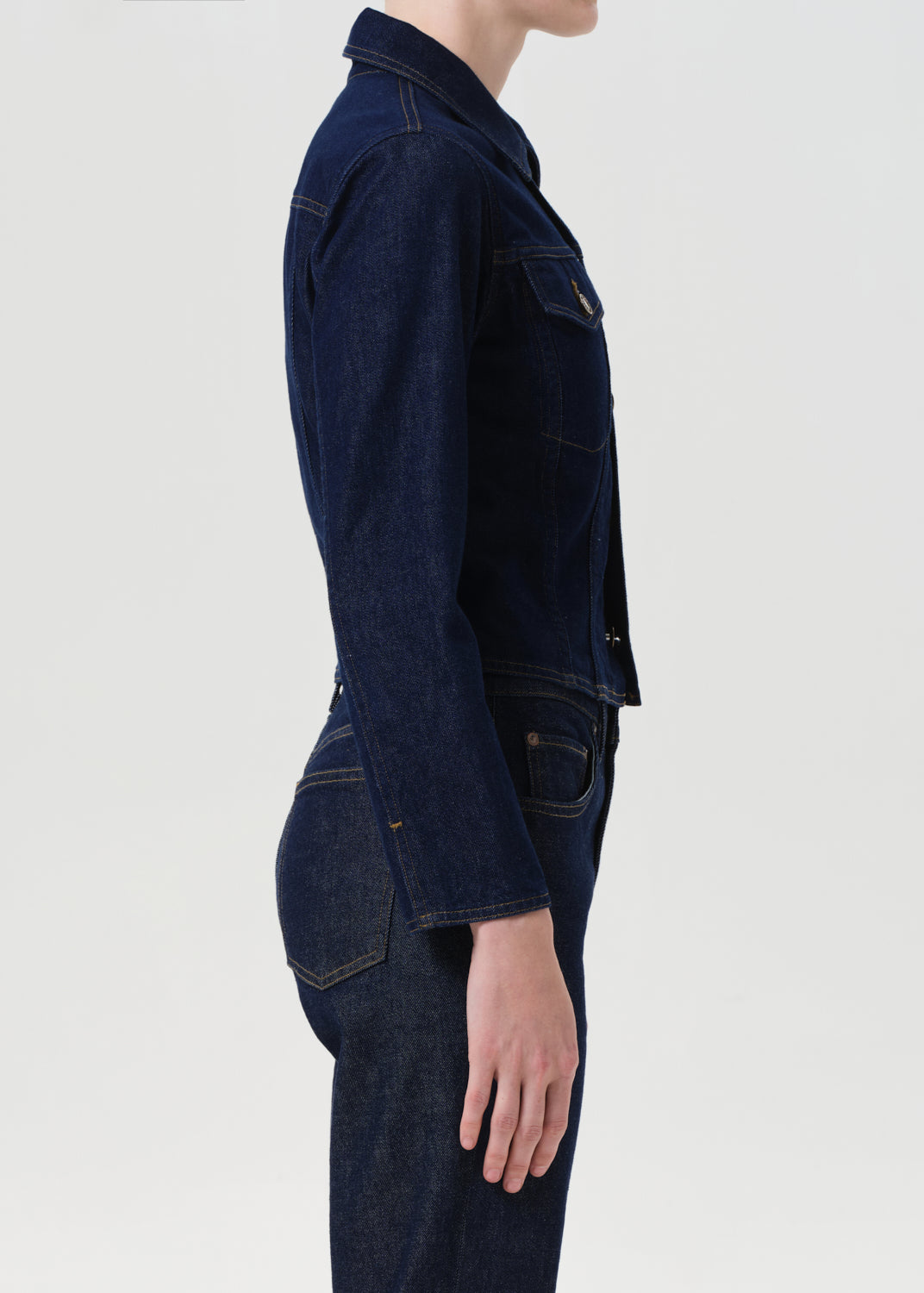 Agolde contoured denim jacket dark indigo Rinse wash | Pipe and Row