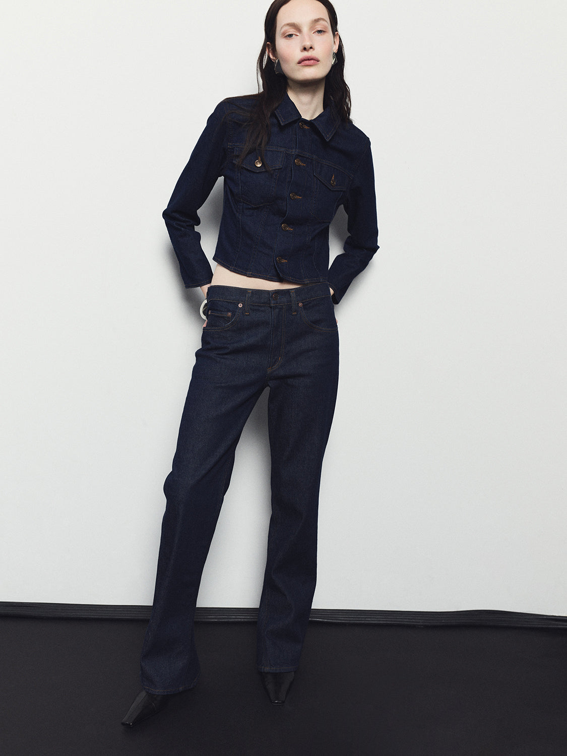 Agolde contoured denim jacket dark indigo Rinse wash | Pipe and Row