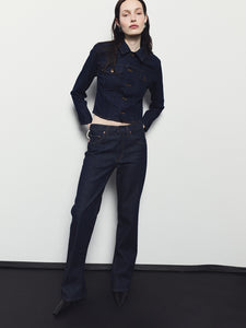 Agolde contoured denim jacket dark indigo Rinse wash | Pipe and Row