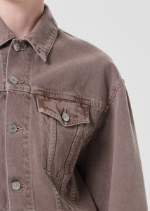 Agolde cropped denim jean Radley Jacket ceramic tan brown | Pipe and Row