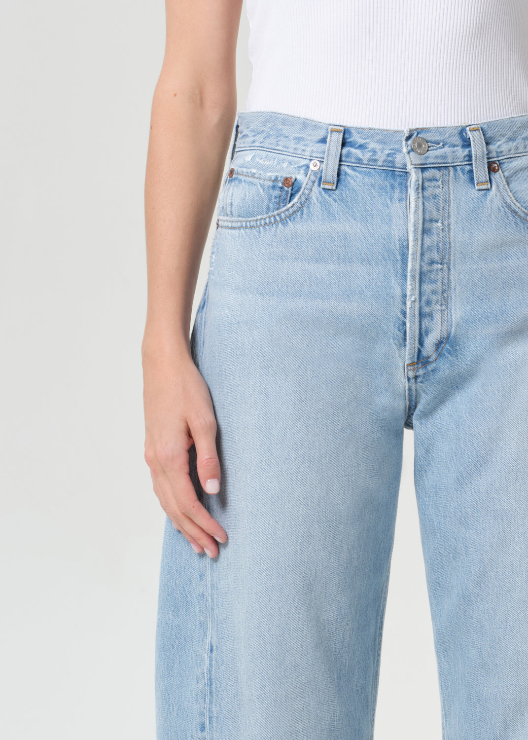 Agolde denim Luna tapered pieced jean light blue addition | Pipe and Row Seattle