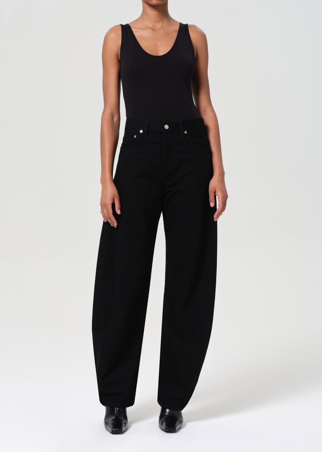 Agolde denim curve Luna pieced jean black cover | Pipe and Row Seattle