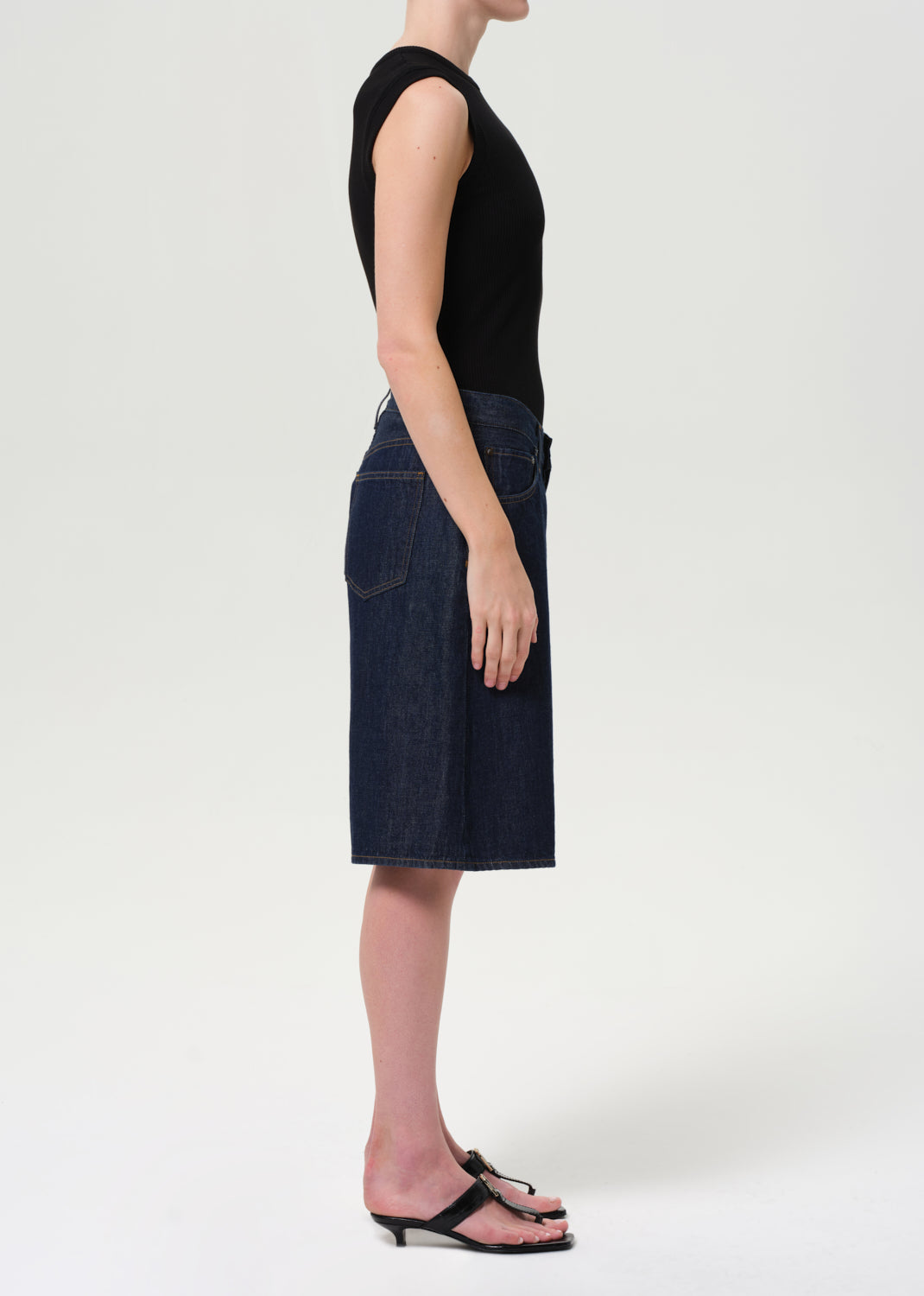 Agolde denim long Baggy v-short pure dark indigo wash | Pipe and Row