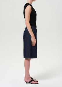 Agolde denim long Baggy v-short pure dark indigo wash | Pipe and Row