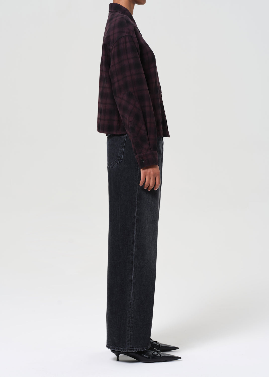 Agolde low slung baggy jeans denim Recess washed black | Pipe and Row Seattle