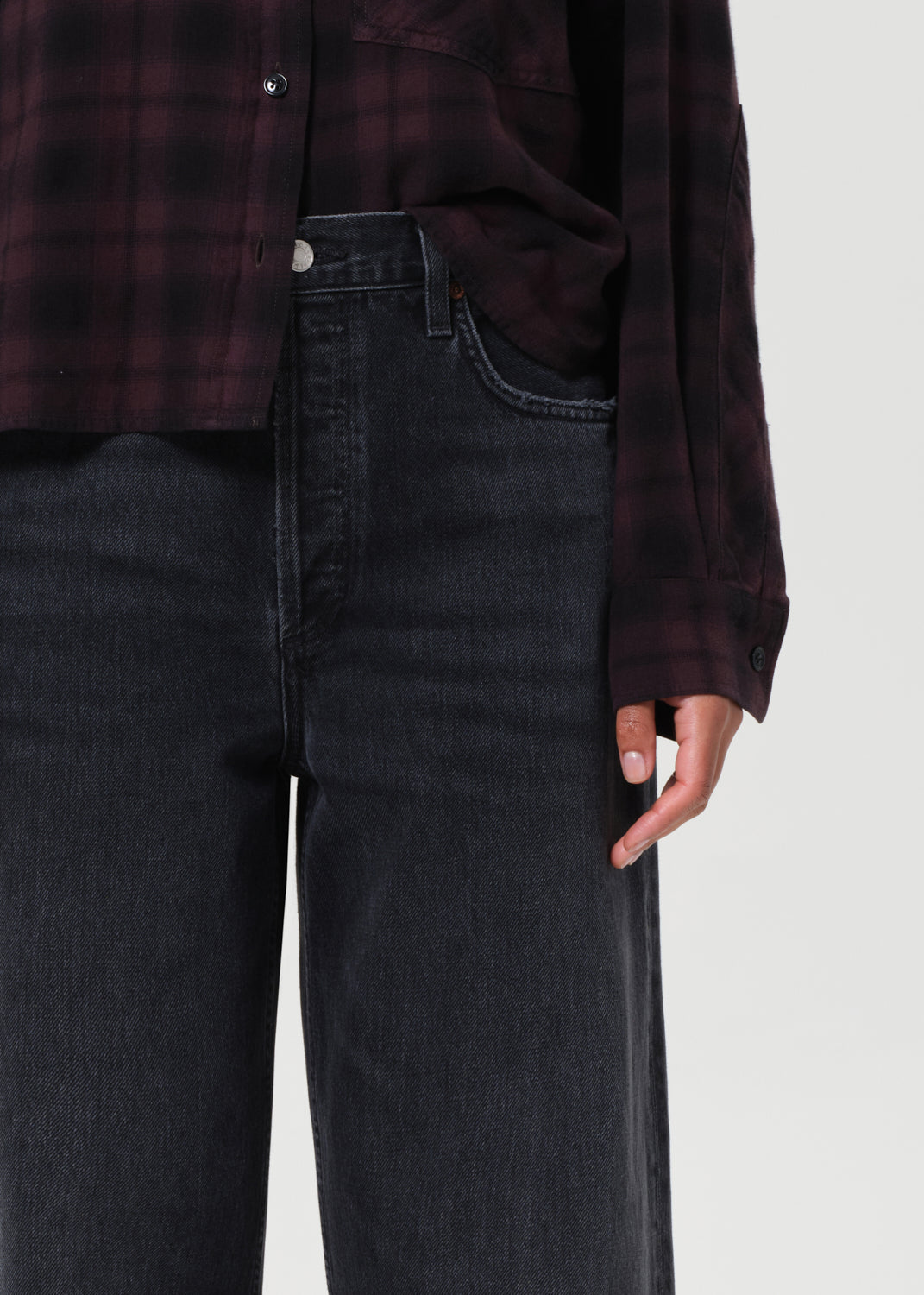 Agolde low slung baggy jeans denim Recess washed black | Pipe and Row Seattle