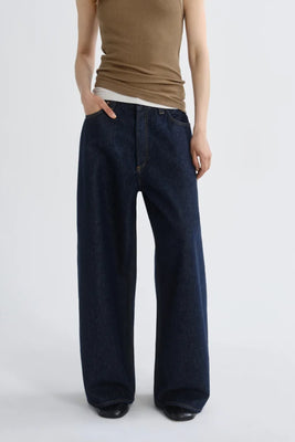 Agolde rounded baggy jeans rinse dark washed indigo | Pipe and Row