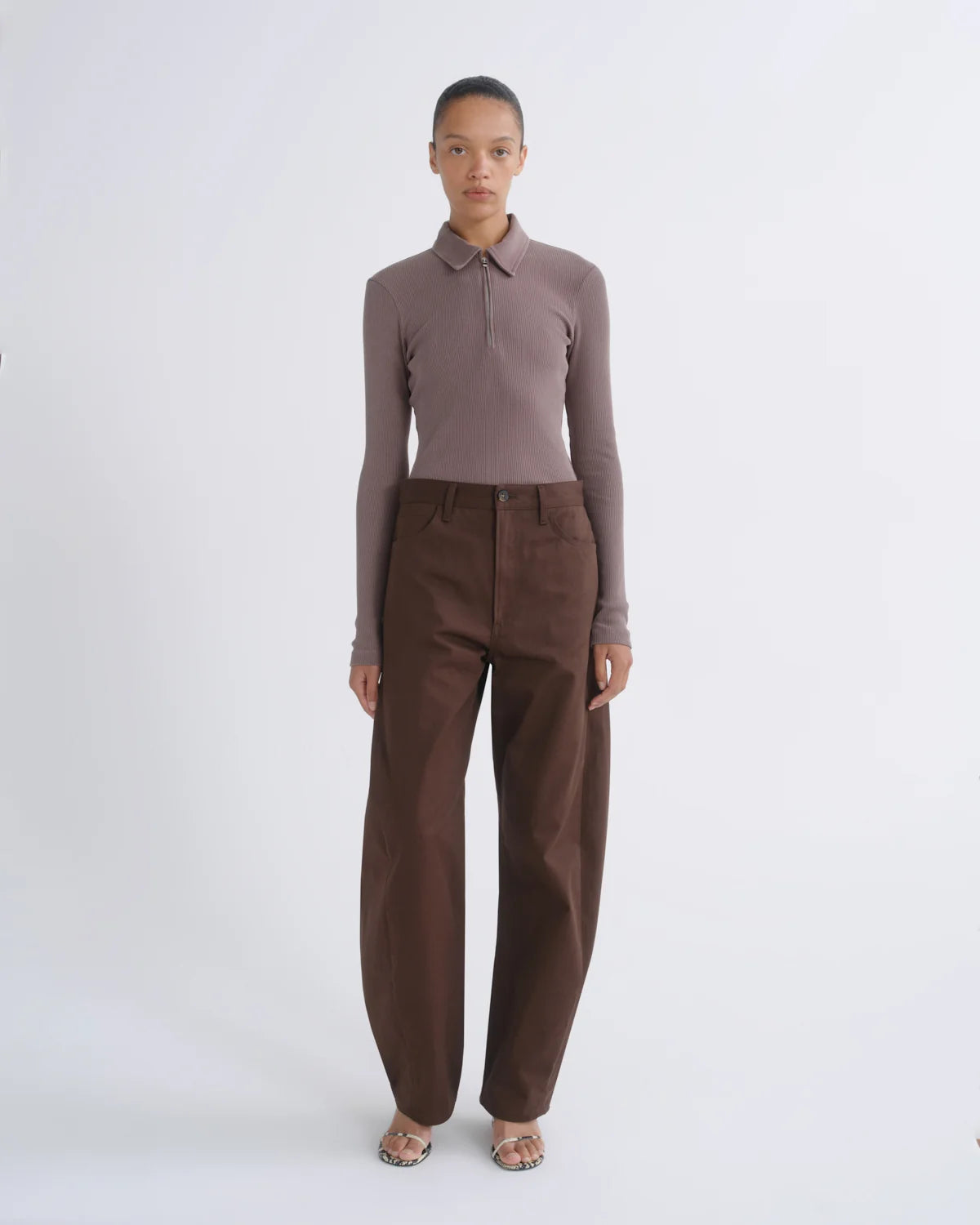 Agolde structured twill Luna Trouser dark chocolate brown deep roast | Pipe and Row
