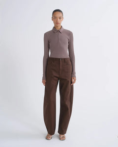 Agolde structured twill Luna Trouser dark chocolate brown deep roast | Pipe and Row
