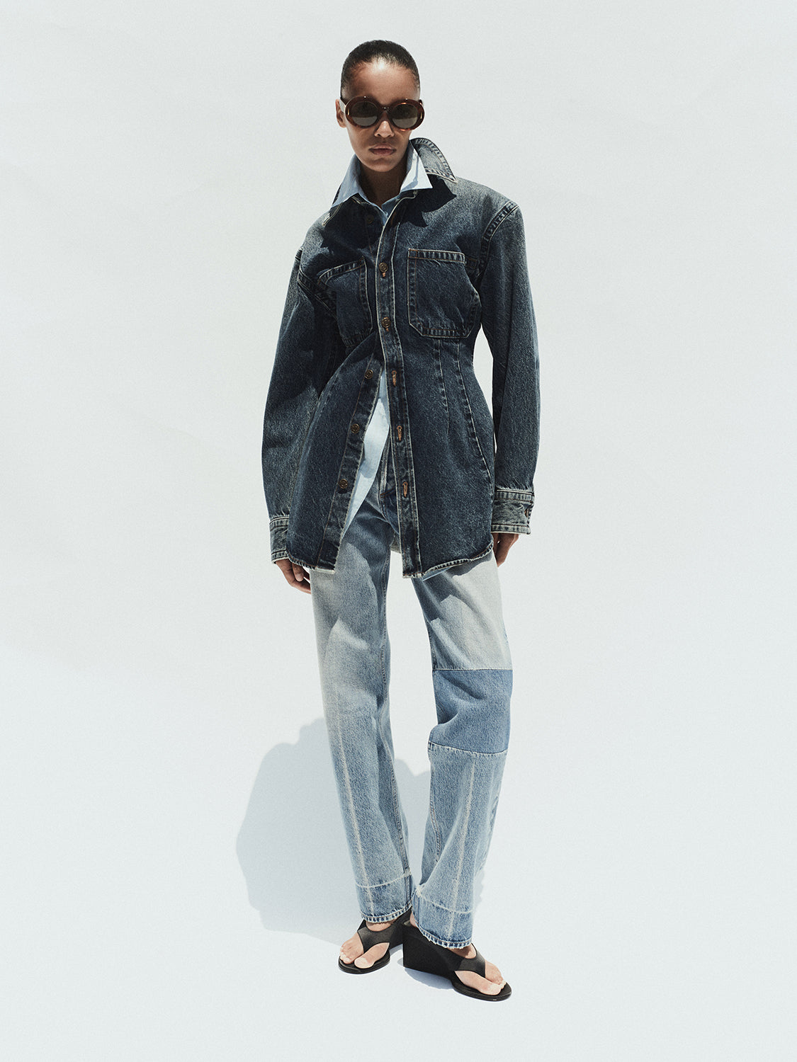 Agolde tailored cinched Wilma denim shirt indigo form wash | Pipe and Row