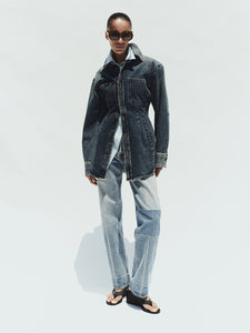 Agolde tailored cinched Wilma denim shirt indigo form wash | Pipe and Row