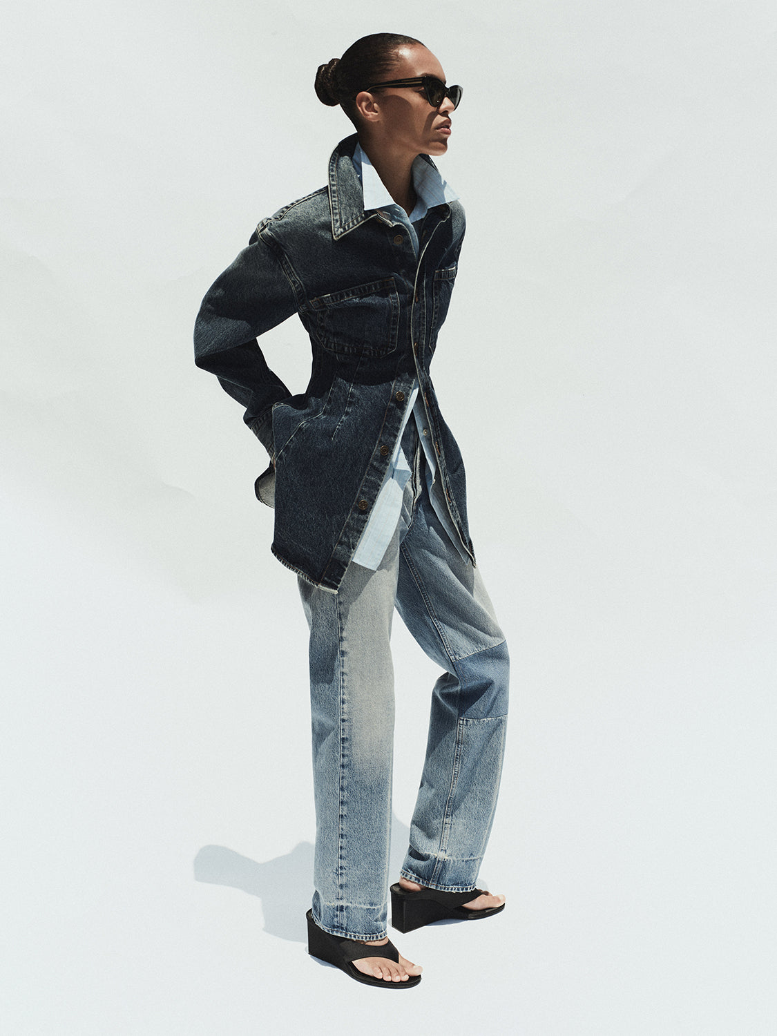 Agolde tailored cinched Wilma denim shirt indigo form wash | Pipe and Row