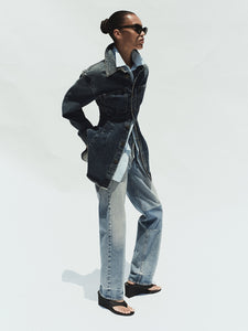 Agolde tailored cinched Wilma denim shirt indigo form wash | Pipe and Row