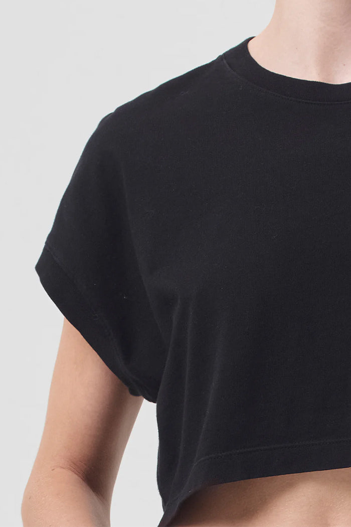 Agolde cropped Aiden tee black flattering angled sleeves | Pipe and Row