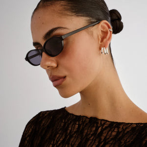 Aire Sleek slimline micro oval silhouette black sunglasses | Pipe and Row