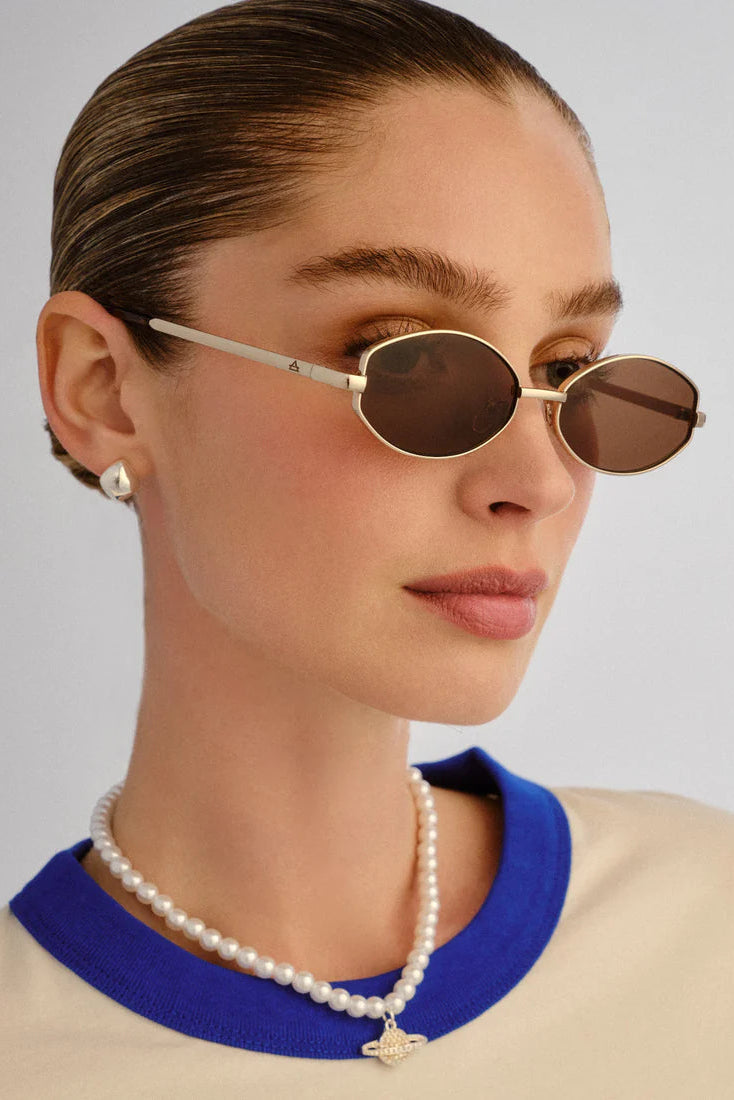 Aire oval Objective sunglasses gold metal frames AIR2612320 PIPE AND ROW