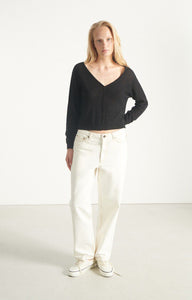 American Vintage Dumy thin knit button up cardigan black | Pipe and Row