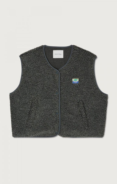 【ほぼ新品】アメリ Ameri VINTAGE VEST ALL IN ONE American Vintage Hok shearling fleece vest in anthracite grey PIPE