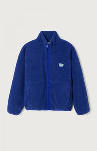 American Vintage Hok zip up shearling fleece jacket indigo blue | Pipe and Row