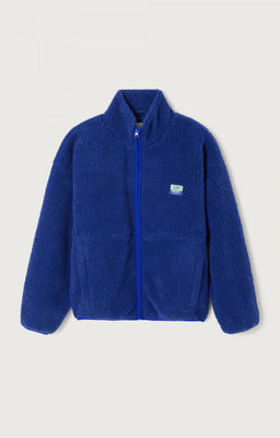 American Vintage Hok zip up shearling fleece jacket indigo blue | Pipe and Row