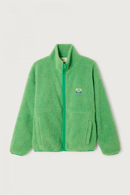 American Vintage Hok zip up shearling fleece jacket palm tree green| Pipe and Row