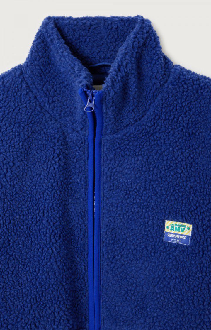 American Vintage Hok zip up shearling fleece jacket indigo blue | Pipe and Row