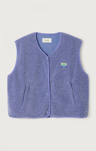 American Vintage Hok shearling fleece vest indigo recycled PIPE