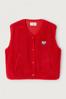 American Vintage Hoktown shearling fleece vest red | Pipe and Row Seattle