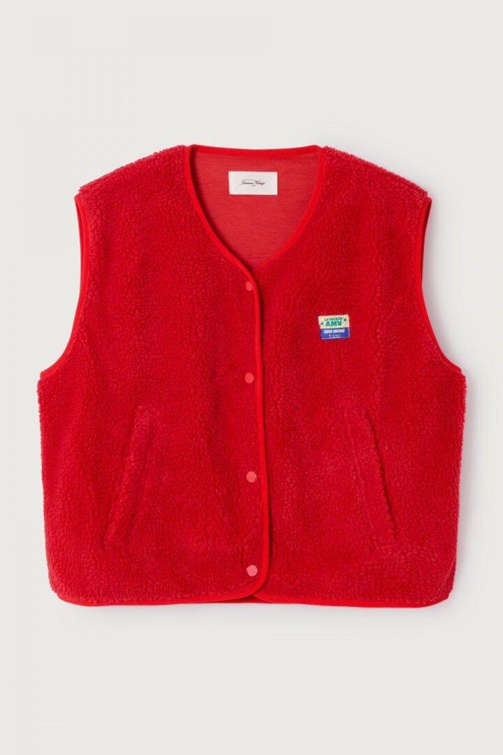 American Vintage Hoktown shearling fleece vest red | Pipe and Row Seattle