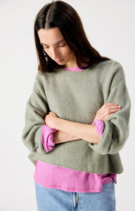 American Vintage crewneck Vitow jumper sweater dusty khaki green | Pipe and Row