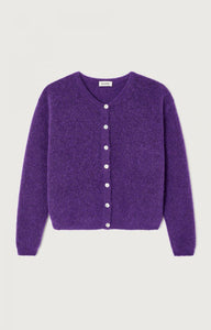 American Vintage cropped Vito button up cardigan knit sweater royal purple cosmos | Pipe and Row