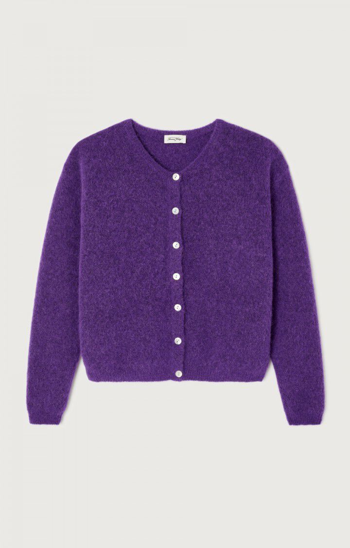 American Vintage cropped Vito button up cardigan knit sweater royal purple cosmos | Pipe and Row
