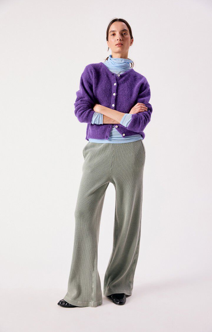 American Vintage cropped Vito button up cardigan knit sweater royal purple cosmos | Pipe and Row