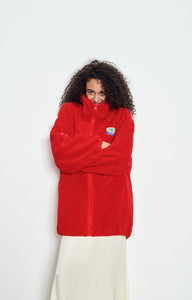 American Vintage long Hoktown zip polar fleece love red HOK17AH25 PIPE AND ROW