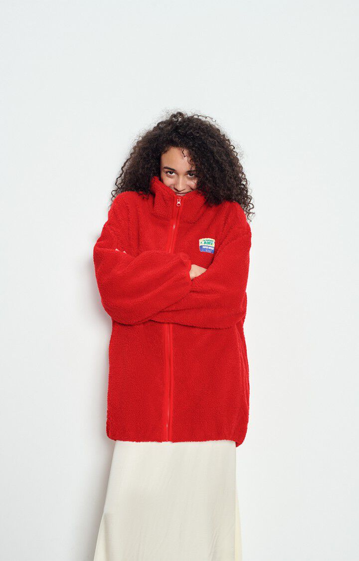 American Vintage long Hoktown zip polar fleece love red HOK17AH25 PIPE AND ROW