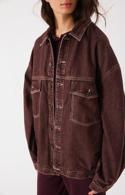 American Vintage loose fit Oshow soft denim jacket purplish raisin grape brown | Pipe and Row