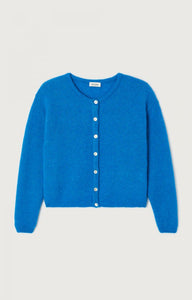 American Vintage slightly cropped Vito button up cardigan knit sweater curacao cobalt blue | Pipe and Row Seattle