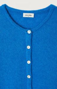 American Vintage slightly cropped Vito button up cardigan knit sweater curacao cobalt blue | Pipe and Row Seattle