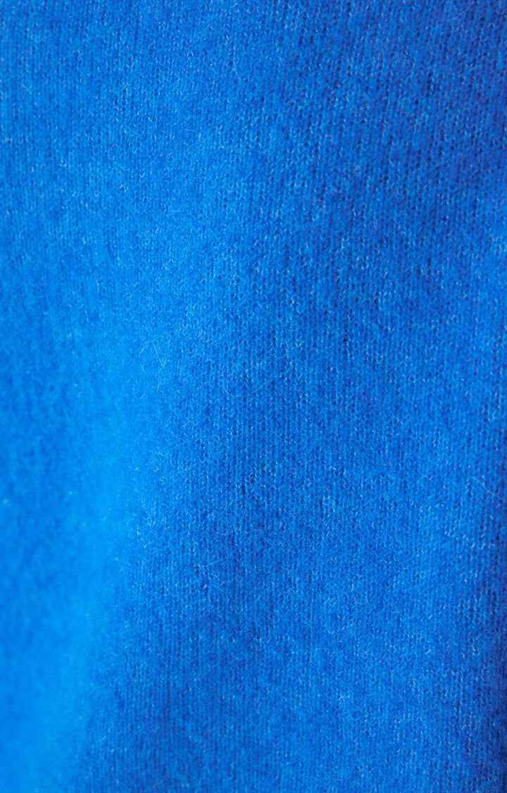 American Vintage slightly cropped Vito button up cardigan knit sweater curacao cobalt blue side view | Pipe and Row Seattle