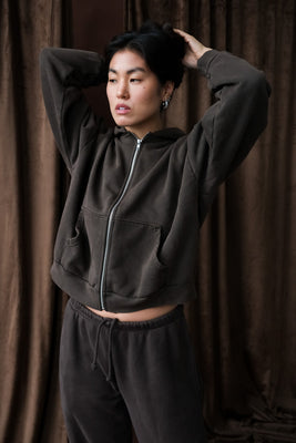 Asher Rosie zip hoodie brown chocolate sweatshirt | Pipe and Row Seattle 