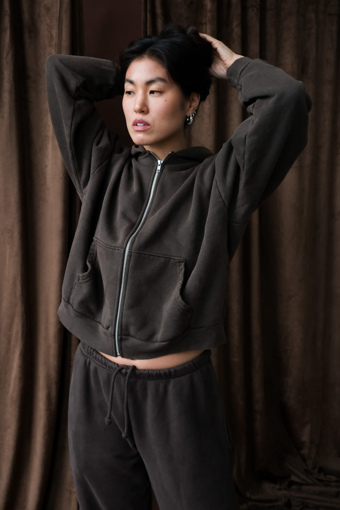 Asher Rosie zip hoodie brown chocolate sweatshirt | Pipe and Row Seattle 