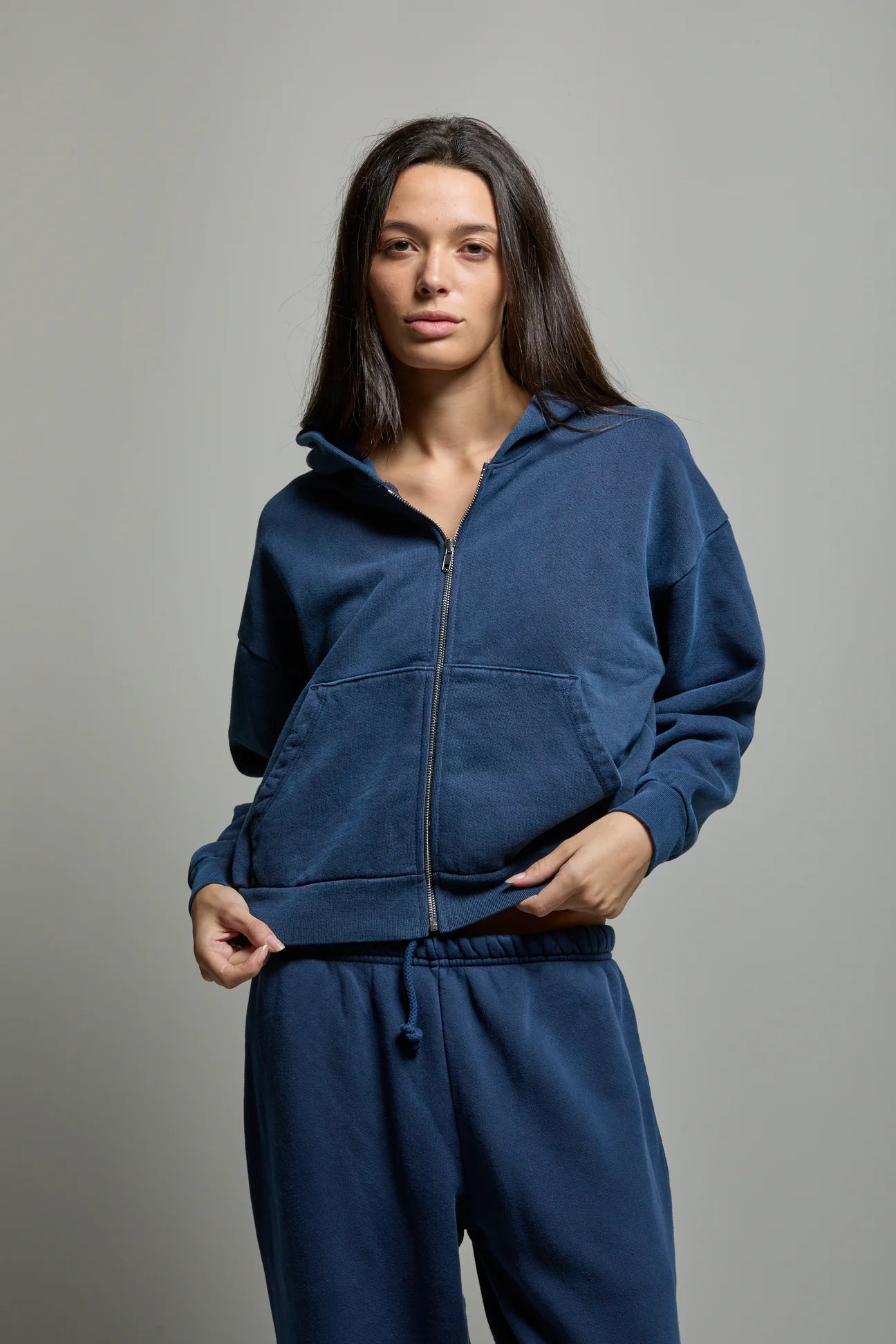 Asher Rosie zip hoodie sweatshirt cadet blue navy | Pipe and Row Seattle 