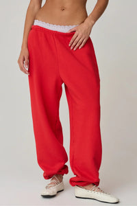 Asher Sebi sweatpant relaxed hibiscus red cotton | Pipe and Row Seattle