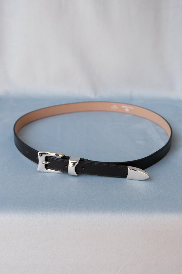 B-low the Belt Aiden ruggous hip belt Italian black leather silver | Pipe and Row