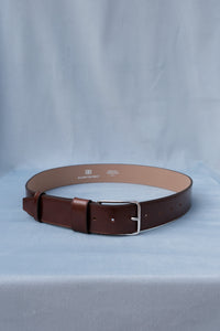B-low the Belt Enzo Rugous belt sepia brown silver hardware  PIPE AND ROW