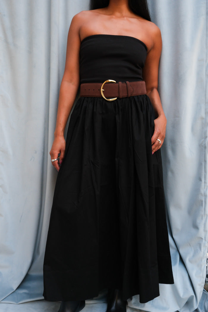 B-low the Belt Florence waist belt suede cognac chocolate gold hardware | Pipe and Row